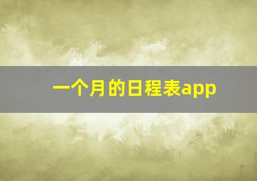 一个月的日程表app