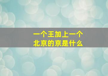 一个王加上一个北京的京是什么