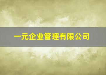 一元企业管理有限公司