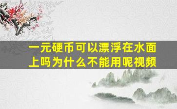 一元硬币可以漂浮在水面上吗为什么不能用呢视频