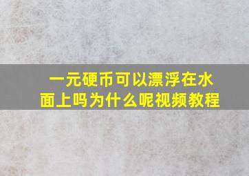 一元硬币可以漂浮在水面上吗为什么呢视频教程