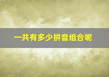 一共有多少拼音组合呢