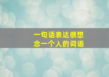 一句话表达很想念一个人的词语