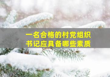 一名合格的村党组织书记应具备哪些素质