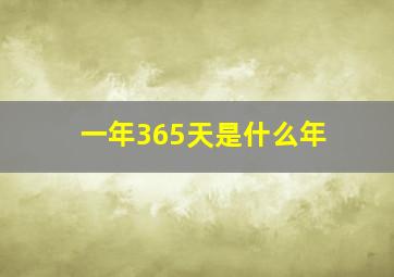 一年365天是什么年