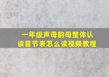 一年级声母韵母整体认读音节表怎么读视频教程