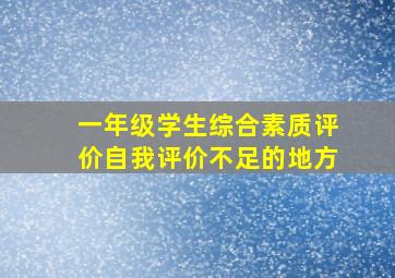 一年级学生综合素质评价自我评价不足的地方