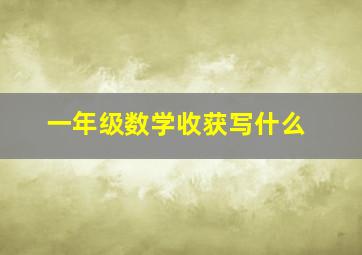 一年级数学收获写什么