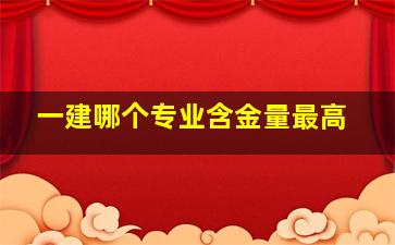 一建哪个专业含金量最高