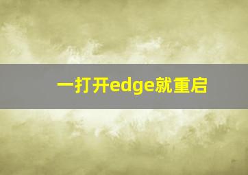 一打开edge就重启