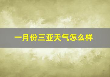 一月份三亚天气怎么样