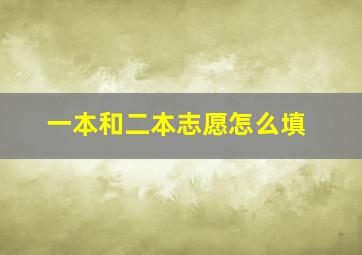 一本和二本志愿怎么填