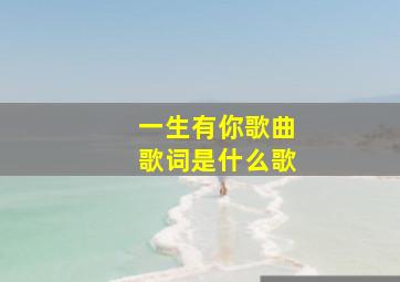 一生有你歌曲歌词是什么歌