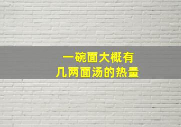 一碗面大概有几两面汤的热量