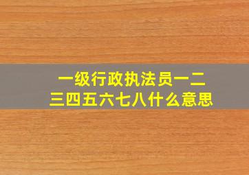 一级行政执法员一二三四五六七八什么意思