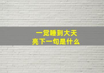 一觉睡到大天亮下一句是什么