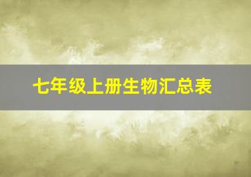 七年级上册生物汇总表