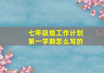 七年级组工作计划第一学期怎么写的