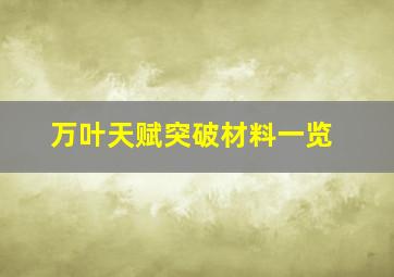 万叶天赋突破材料一览