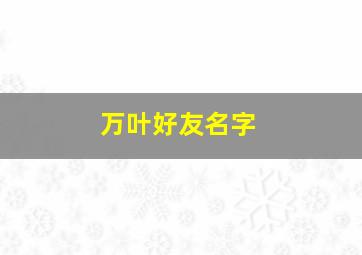 万叶好友名字