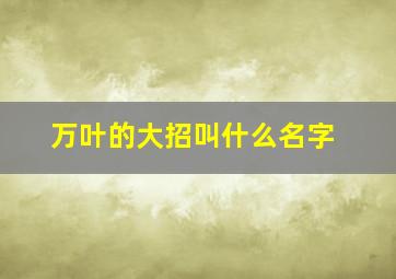 万叶的大招叫什么名字