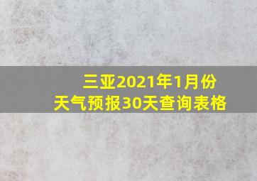 三亚2021年1月份天气预报30天查询表格