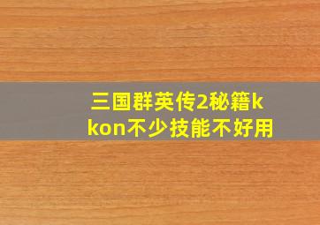 三国群英传2秘籍kkon不少技能不好用