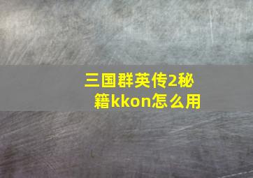 三国群英传2秘籍kkon怎么用