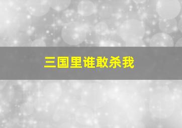 三国里谁敢杀我