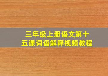 三年级上册语文第十五课词语解释视频教程