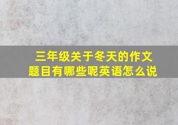 三年级关于冬天的作文题目有哪些呢英语怎么说