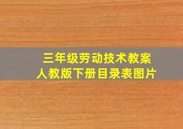 三年级劳动技术教案人教版下册目录表图片