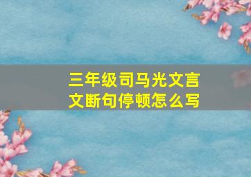 三年级司马光文言文断句停顿怎么写