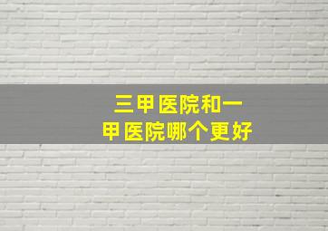 三甲医院和一甲医院哪个更好