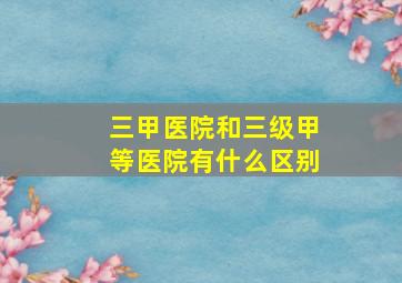 三甲医院和三级甲等医院有什么区别