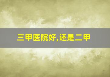 三甲医院好,还是二甲