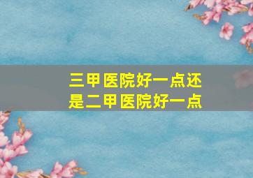 三甲医院好一点还是二甲医院好一点