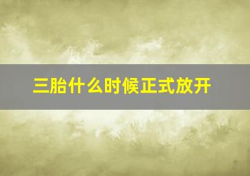 三胎什么时候正式放开