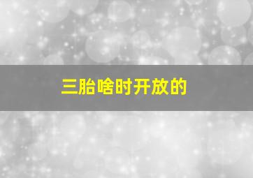 三胎啥时开放的