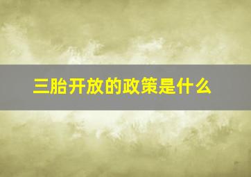 三胎开放的政策是什么