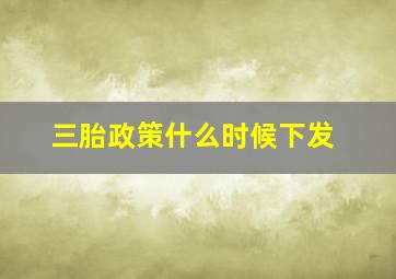 三胎政策什么时候下发