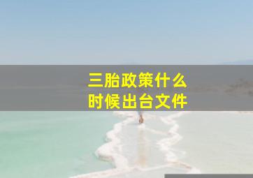 三胎政策什么时候出台文件