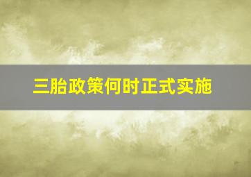 三胎政策何时正式实施