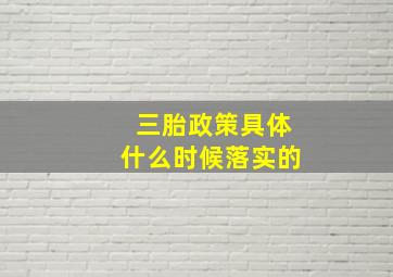 三胎政策具体什么时候落实的