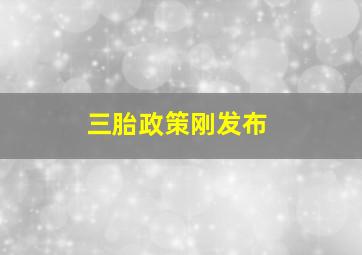 三胎政策刚发布