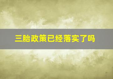 三胎政策已经落实了吗