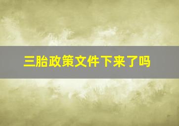 三胎政策文件下来了吗