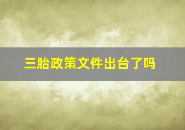 三胎政策文件出台了吗