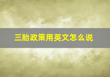 三胎政策用英文怎么说