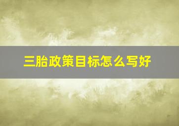 三胎政策目标怎么写好